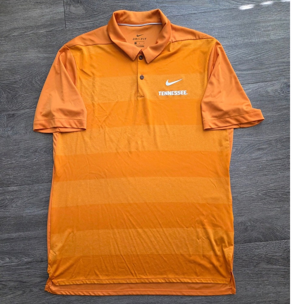 Nike Polo Shirt Mens Large Orange Tennessee Volunteers Dri-FIT Striped
